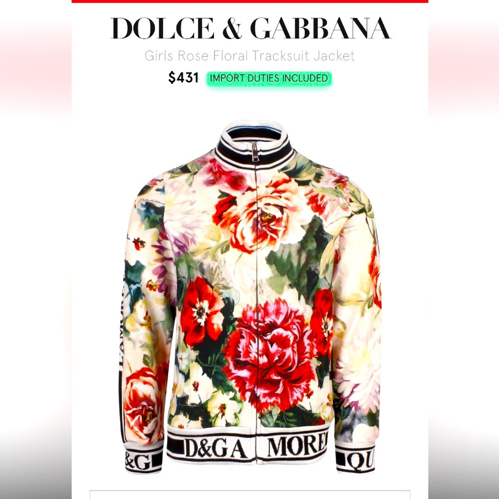 Dolce&Gabbana toddler track jacket, floral print, sold out online.